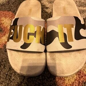 Swear word slide shoes size 9